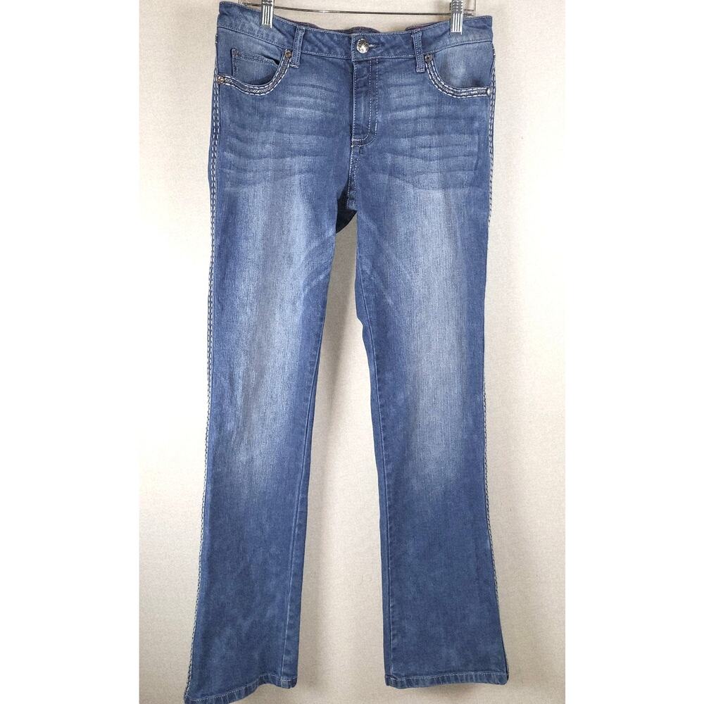 Rock 47 by Wrangler Western Jeans Cross Embellishment Pockets Sz 11/33" Inseam